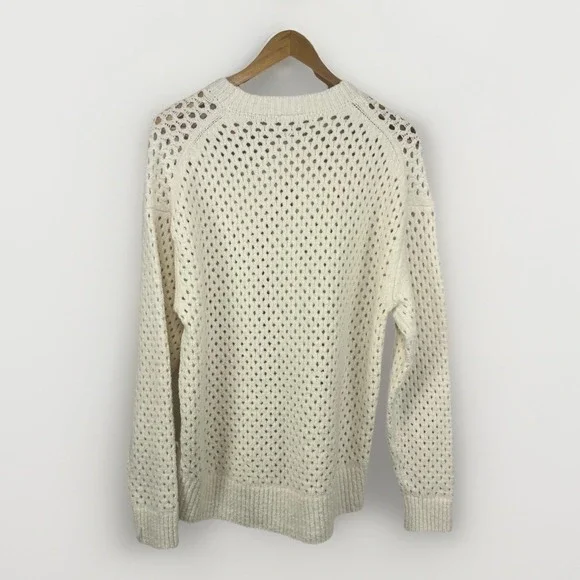 Varley Grady Boucle Sweater Sz S Coconut Milk Ivory Open Knit Cotton Blend - Picture 5 of 14